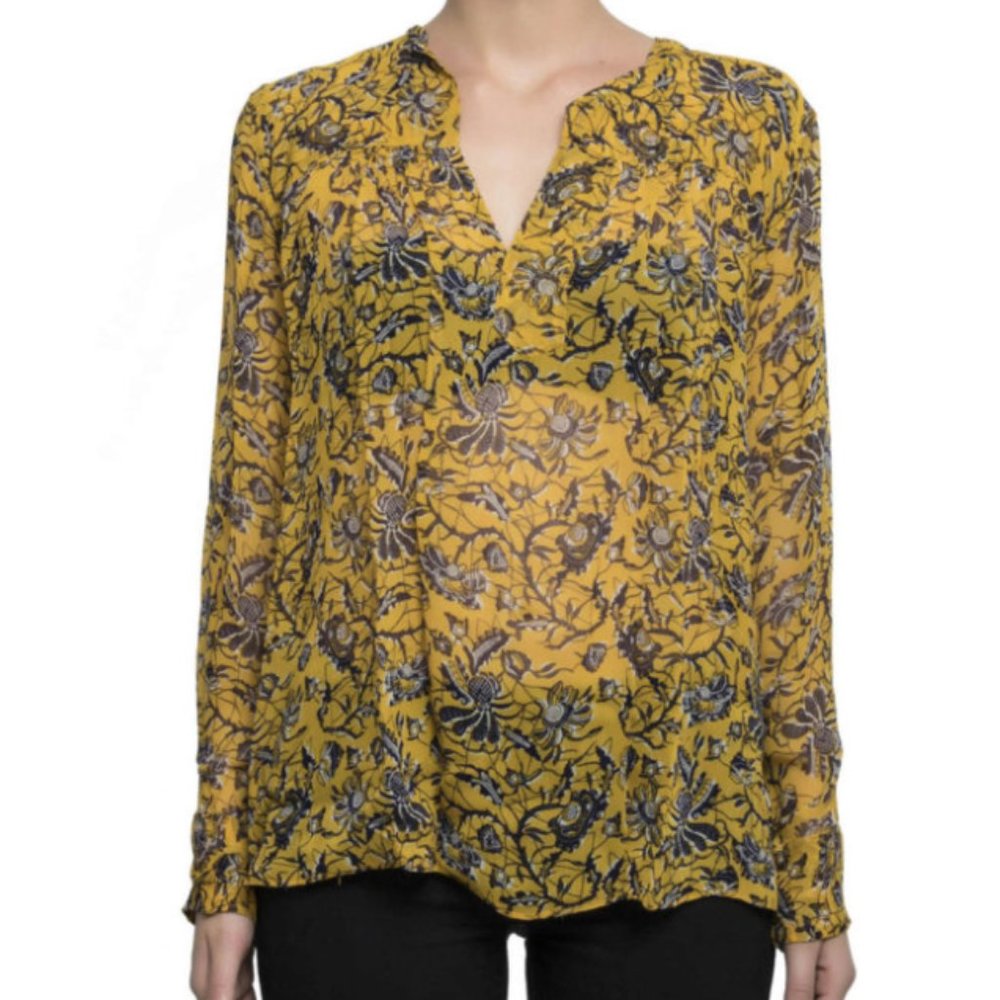 Isabel Marant Étoile | Floral Blouse Sheer Tunic Top 100% Silk Size 36 Small